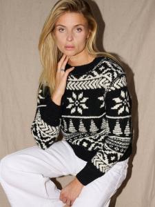 Двухцветный праздничный джемпер в стиле Fair Isle The Little Tailor, Black/Cream