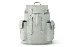 Кожаный рюкзак CHRISTOPHER с отделкой из коровьей кожи малый мужской серо-зеленый LOUIS VUITTON