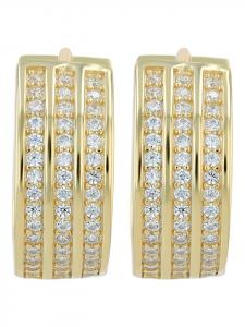 Adeliás Женские серьги - серьги-кольца из серебра 925 пробы с фианитами в золотой оправе