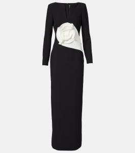 Платье из крепа с цветочной аппликацией Roland Mouret, Monochrome