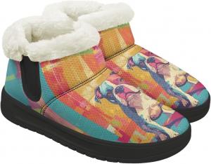 Женские зимние теплые сапоги с меховой подкладкой Удобные зимние ботинки для женщин Широкая колодка Ботильоны с нескользящей подошвой для походов Chririnla, Artistic Bulldog