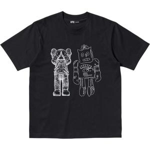 Футболка KAWS X WARHOL Collaboration, унисекс, черная Uniqlo, черный