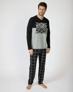 Мужская пижама из трикотажа милано с длинными штанинами Massana, черный/серый