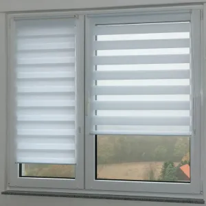 Рулонная штора Sola с двойным полотном, защита от света без сверления, свободно висящая DUO-штора, фиксированный размер, с креплением зажимом, непрозрачная, защита от посторонних взглядов Kutti, белый