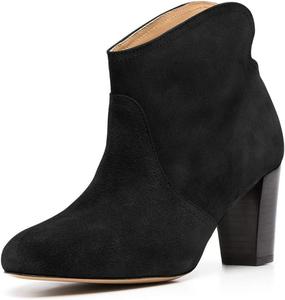 Женские модные ботильоны FOWT с заокругленным носком, на толстой средней высокой подошве, с V-образным вырезом сзади, зимние офисные туфли на размеры 4-15 М US, Black