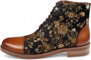 Мужские кожаные оксфорды с цветочным принтом на щиколотке - Adam Infinity Leather, коричневый