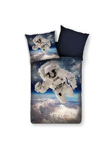 Двусторонний комплект постельного белья: постельное белье Астронавт синего цвета Traumschlaf, 155 x 220 + 80 x 80 см