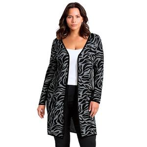 Женский кардиган с запахом plus size Avenue, Grey Abstract Zebra