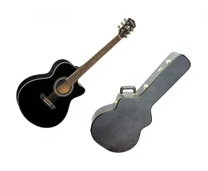 Акустическая электрогитара Washburn Festival Mini Jumbo Cutaway - Черная + Hardshell чехол MBT для акустической гитары