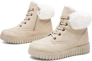 Женские зимние ботинки ZGR, водонепроницаемые, с боковой молнией, с теплой подкладкой, для активного отдыха, Beige