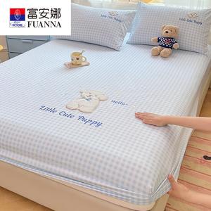 Fuanna Простыня на резинке 180х200 см, цвет Glacier Blue Plaid, мягкая