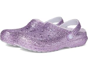 Детские клоги Crocs Classic Lined Glitter (маленькие дети/дети постарше) Crocs Kids, Purple Moon