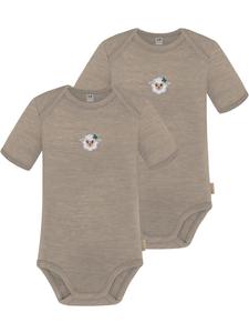 Normani Outdoor Sports Комплект из 2 детских боди с коротким рукавом из мериносовой шерсти, цвет бежевый, Tauranga