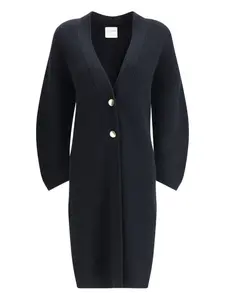 Ребристый кардиган-пальто на пуговицах Forte Forte, синий