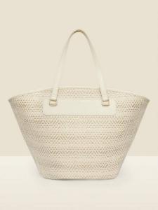 Сумка-шопер с металлическим блеском и узором шеврон Sosandar, Ivory
