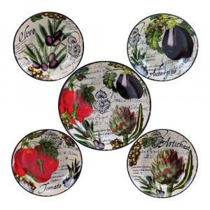 Сертифицированный международный набор сервировочных тарелок для пасты из 5 предметов с ботаническими овощами Certified International, мультиколор