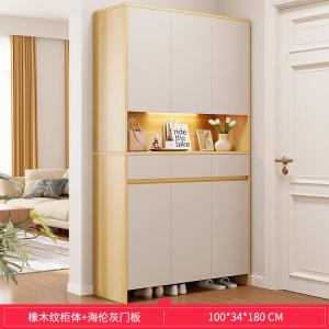 Yu Senyi Шкаф для обуви настенный 100 см, пылезащитный, большой объем, из массива дерева с текстурой дуба, цвет Helen Gray