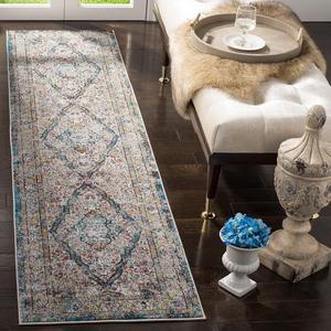 Ковер-дорожка SAFAVIEH, 61 x 244 см, Aria Collection, Creme & Red, дизайн в стиле бохо-шик с медальоном и эффектом потертости, не линяет и прост в уходе, идеален для помещений с высокой проходимостью в гостиной, спальне (ARA106E)