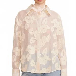 Органзовая блузка с 3D цветами и пайетками в цвете айвори LUCY PARIS, слоновая кость