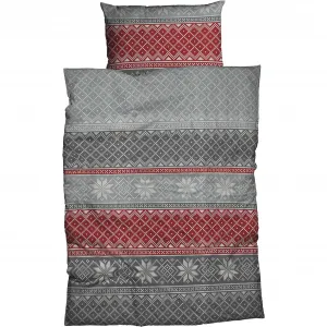 Постельное белье CASATEX «Молдау», норвежский узор, снежные кристаллы, деревенский и элегантный дизайн, серебристый/красный