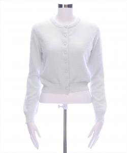 Вязаный кардиган с перьями и жемчужными пуговицами из люрекса