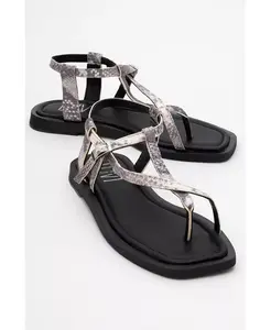 Моргана Кожаные Сандалии-танга для женщин Forever & Always Shoes, черный