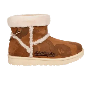 Мужские ботинки UGG BAPE x Classic Mini замшевые с цепочкой, коричневый