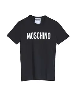 Классическая хлопковая футболка с логотипом Moschino, черный