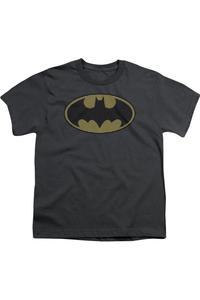 Футболка с коротким рукавом для детей Batman с маленькими логотипами Gildan, Charcoal