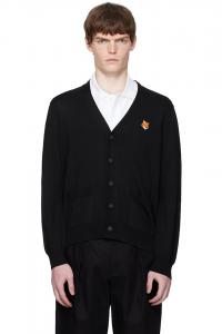 Кардиган с лисьей головой Bold fox Maison Kitsuné, черный