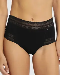 Высокие трусики Avet однотонные с кружевом на талии, черный