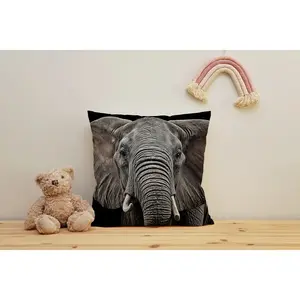 Декоративная подушка queence Слон, наволочка с HD премиум-печатью, без запаха, 40x40 см Queence, Schwarz + bedruckt