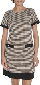 Женское платье-трапеция Tommy Hilfiger с короткими рукавами и отделкой из крепа, Brown Multi