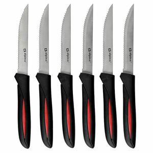 Набор ножей для стейка Alpina, 6 предметов, из нержавеющей стали, черного и красного цвета