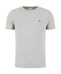 Серая хлопковая футболка с вышитым логотипом. Lacoste, серый