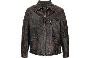 Double RL Кожаная куртка-поло на молнии, Umber