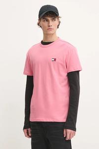 Хлопковая футболка Tommy Jeans, розовый