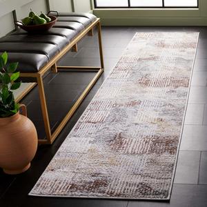 Ковер-дорожка SAFAVIEH, 67 x 275 см, коллекции Palma, бежевый и коричневый, геометрический рисунок, идеален для помещений с высокой проходимостью: прихожая, кухня и ванная комната (PAM350C-29)