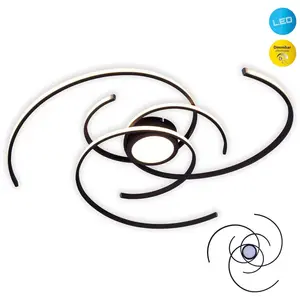 Потолочный светильник näve LED RADON черный, 1 шт. теплый белый, регулируемая яркость в 3 ступени, цвет света теплый белый, диаметр 75 см Näve, черный