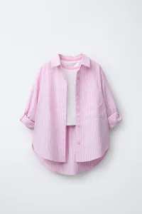 Набор футболок в полоску с контрастным ребристым воротником Zara, розовый