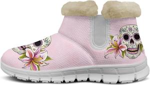 Ботинки Howilath с принтом черепа, белые пушистые, с противоскользящей подошвой, уличная обувь с защитой от скольжения для зимних путешествий и отдыха