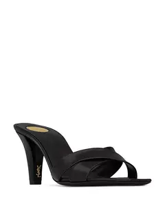 Женские сандалии-мюли Jill с перекрестными ремешками Saint Laurent, черный