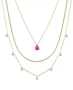 Комплект из нескольких слоев колье с рубиновым сердцем и кубическим цирконием Unwritten, gold