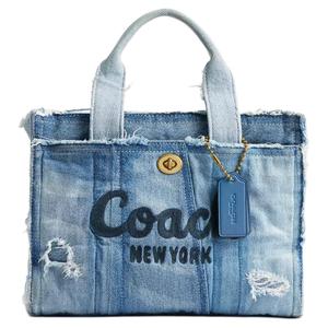 COACH Кожаная сумка-шоппер Cargo Denim, средняя, женская, джинсовая синяя