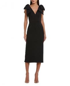 Платье миди из крепа с бантом Mac Duggal, черный