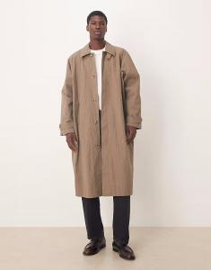 Пальто свободного кроя в коричневую клетку Asos Design