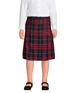 Школьная юбка для девочек в клетку, длина ниже колена, силуэт А-силуэт Lands' End, синий