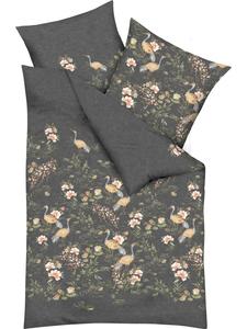 Тонкое фланелевое постельное белье антрацитового цвета kaeppel, 135x200 см (80x80 см)