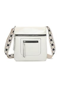 Сумка через плечо Iki из искусственной кожи с четырьмя молниями и холщовым ремешком Fontanella Fashion, белый