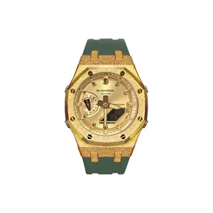 CASIO Ретрофит серия кварцевый механизм ремешок из резины часы унисекс циферблат gold